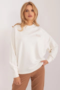 Sweatshirt femme Sublevel design casual ample coton polyester doux respirant manches longues poignets resserrés embroidered text light gray