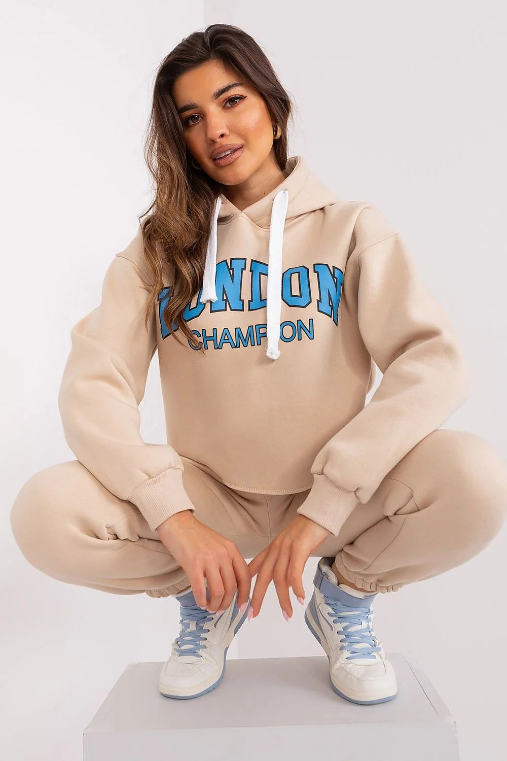 Ensemble Casual Femme Ex Moda Sweat Capuche Joggers London Champion Urban Style Matière Mixte Coton Polyester Fit Élégant