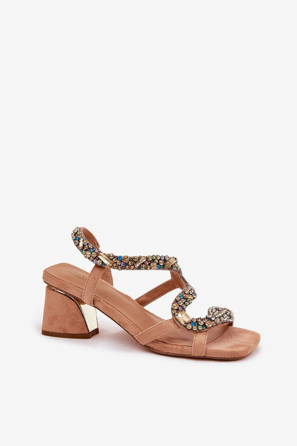 Sandales à talons aiguille élégantes en daim écologique avec cristaux serpent motif femmes soirées cérémonies