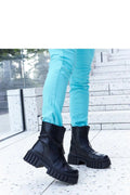 bottines noires Francavilla cuir lisse plateforme semelle caoutchouc crantée talon large mi haute bout rond fermeture éclair doublure chaude antidérapantes
