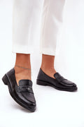 mocassins femme naturel noir élégant intemporel sophistiqué bout arrondi mors métal discret semelle caoutchouc talon plat confort doublure cuir