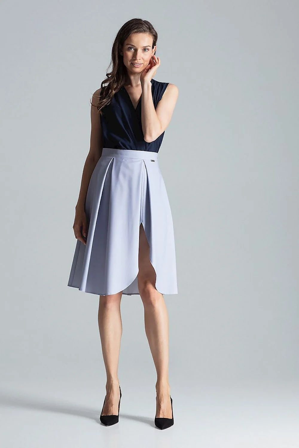 Jupe évasée polyester rouge bordeaux chic et élégante taille ajustable femme mode tendance moderne