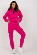 Ensemble femme sweat à capuche et pantalon de jogging molleton rose vif coupe ample style casual urbain
