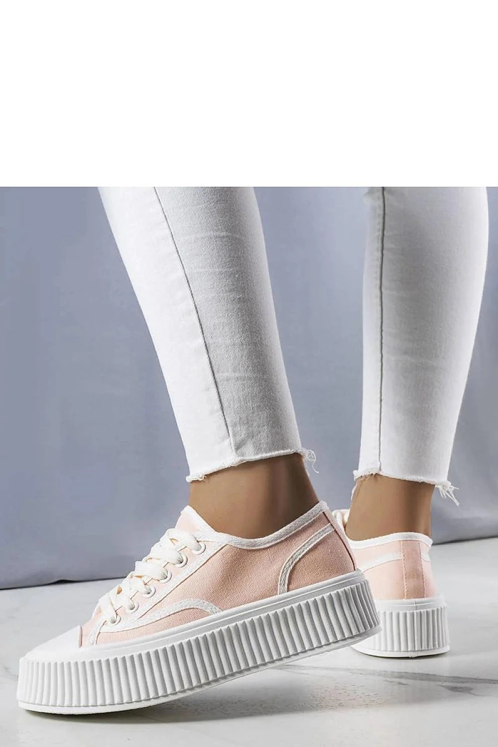 Baskets pour femmes design moderne couleur rose pâle semelle épaisse tige en toile confortable style casual