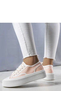 Baskets pour femmes design moderne couleur rose pâle semelle épaisse tige en toile confortable style casual