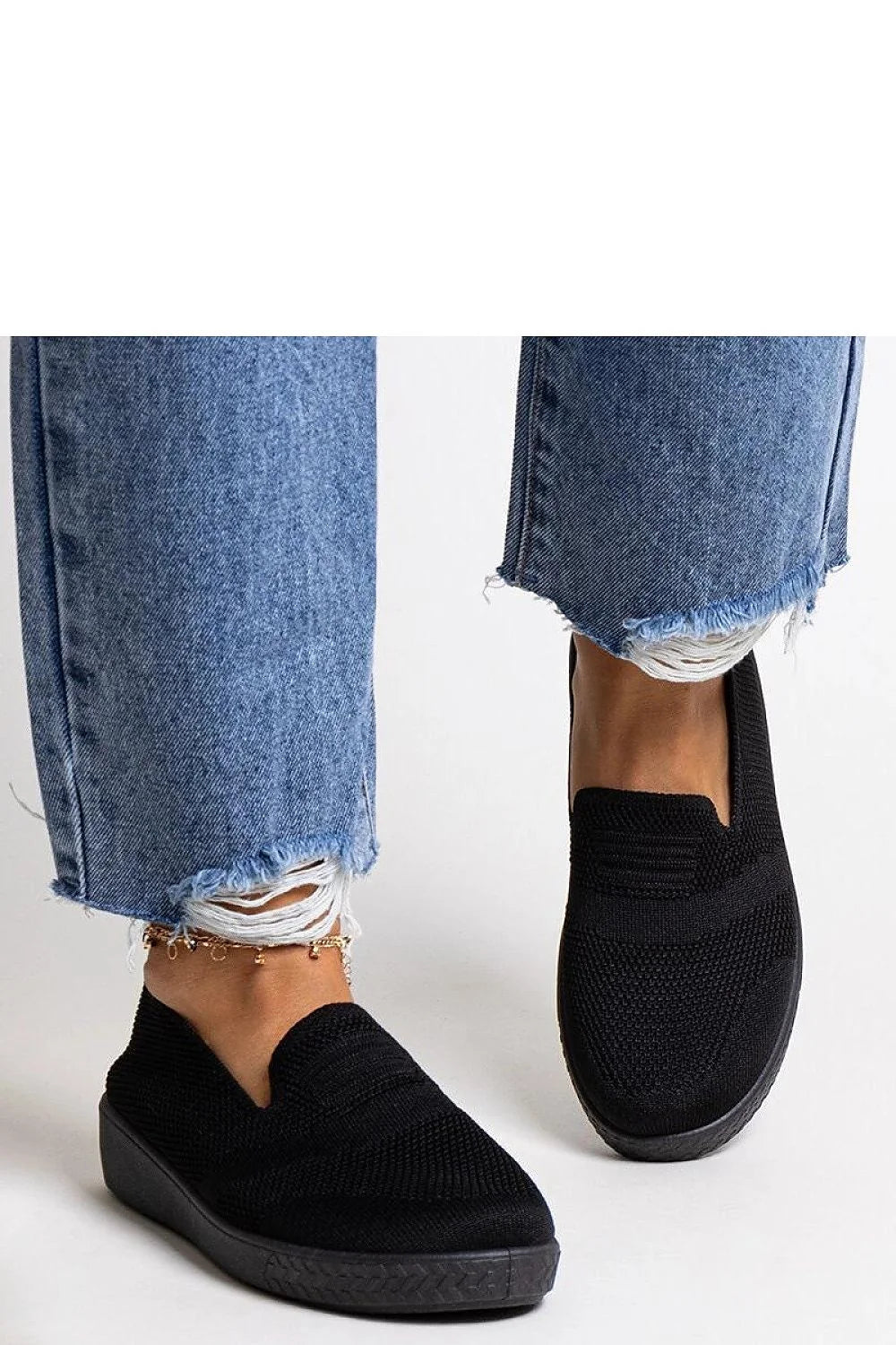 mocassins femmes noirs maille tricotée respirante confortables coupe basse sans lacets semelle antidérapante légère flexible maintien quotidien élégants