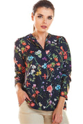 Blouse en polyester à imprimé floral coloré romantique et élégant pour femme, style casual chic