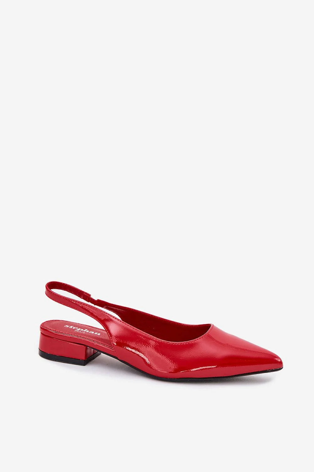 Ballerines Step in style vernies cuir artificiel femme pointu slingback talon bas rouge éclatant élégance confort