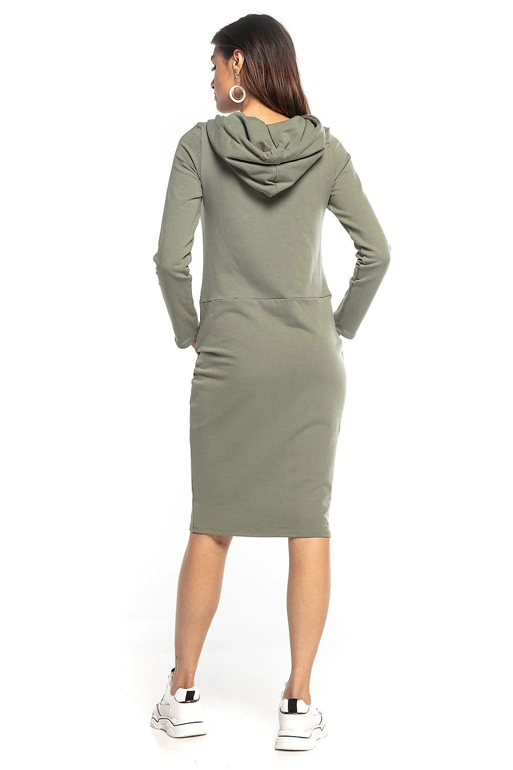Robe sweat à capuche femme maille douce verte casual confortable pour sorties mode actuelle