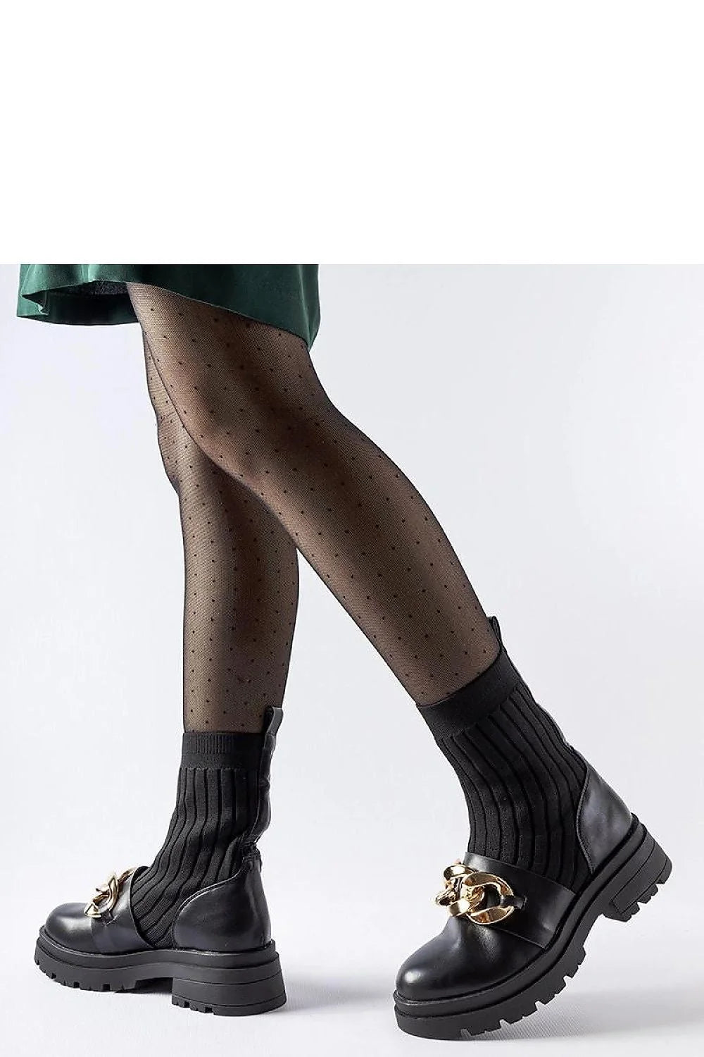 Bottines noires en cuir lisse avec chaîne dorée style moderne mocassin femmes occasion décontractée semi-formelle