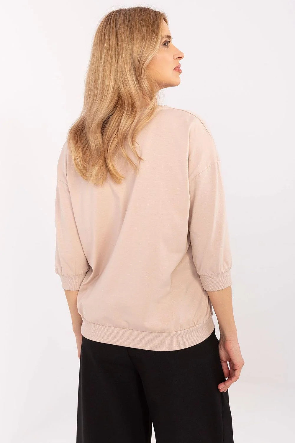Chemisier Relevance pour femme style décontracté couleur beige clair manches longues coupe ample motif floral minimaliste