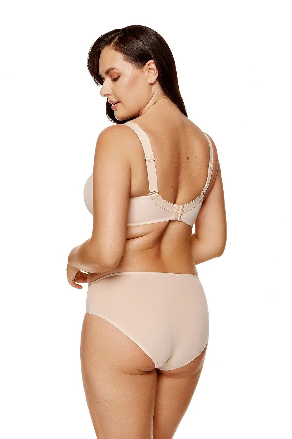 Ensemble de lingerie féminine microfibre couleur chair soutien-gorge balconnet culotte taille mi-haute confort quotidien mode élégant
