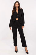 ensemble casual femme confortable élégant viscose stretch toucher beurre pull boutons décolleté V manches longues pantalon taille haute