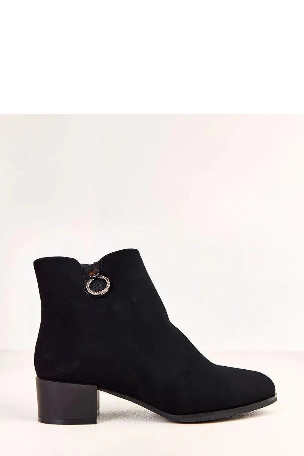 bottines femme suédine noir cheville bout arrondi talon 5 cm carré fermeture éclair bijou strass semelle antidérapante chaude confortable
