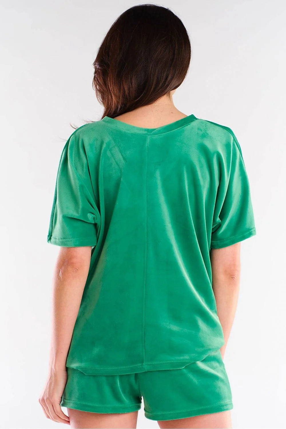 Ensemble lingerie en satin vert confortable et décontracté col V manches courtes mode féminine