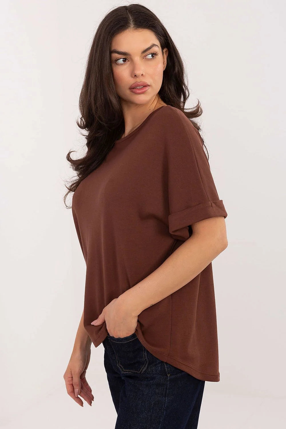 chemisier femme quotidien doux butter coton modal mélange délicat toucher confort journée manches courtes col rond classique longueur standard polyvalent
