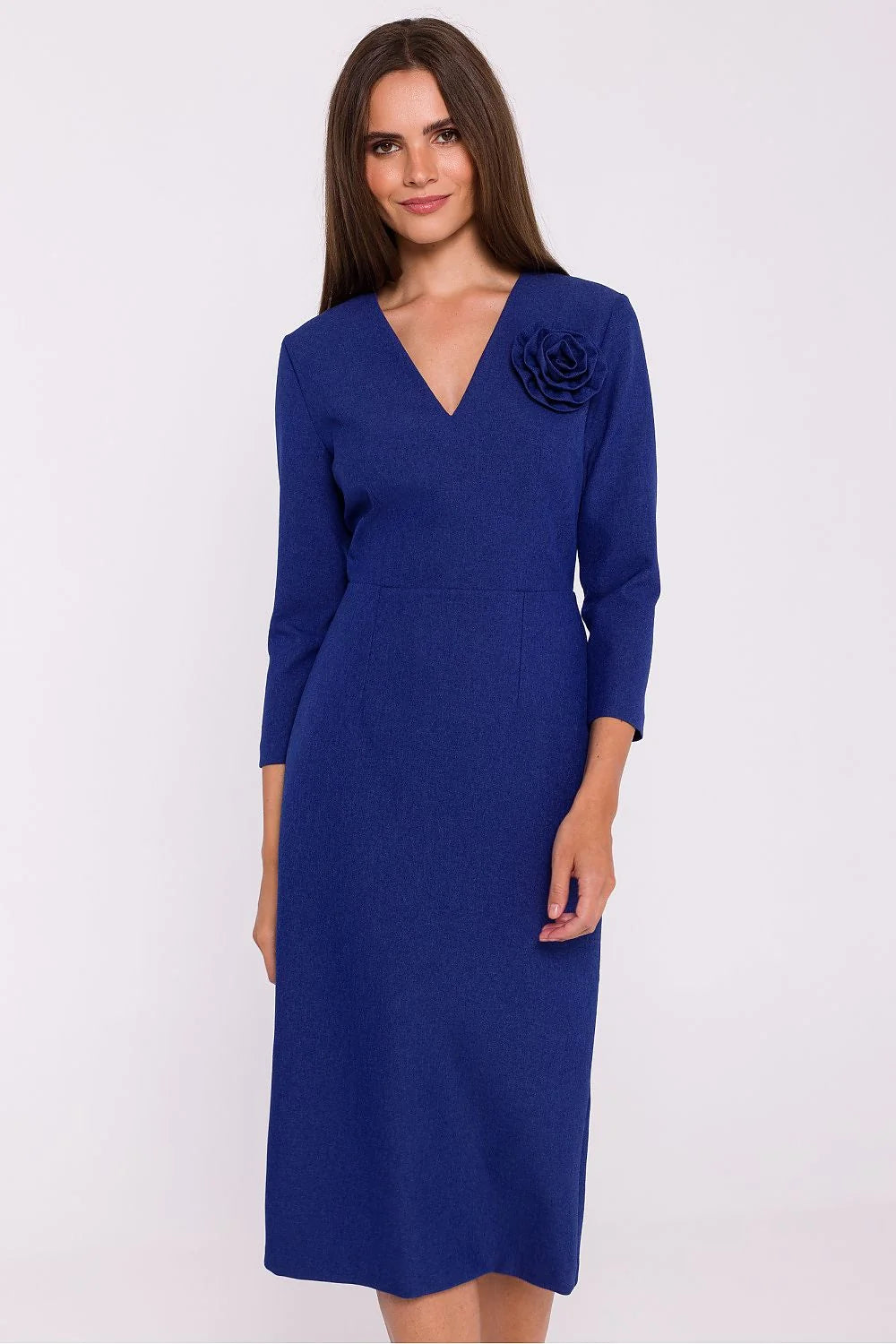 Robe de jour Stylove coupe droite manches trois-quarts longueur midi élégance intemporelle matières de qualité femme