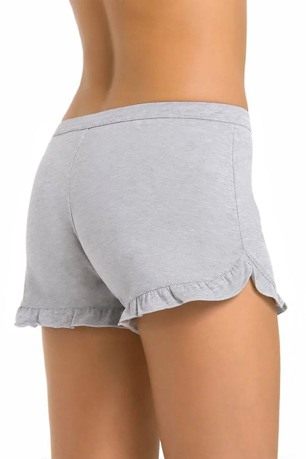 Shorts femme Teyli gris viscosé elastique volants coupe évasée confortable nuit détente