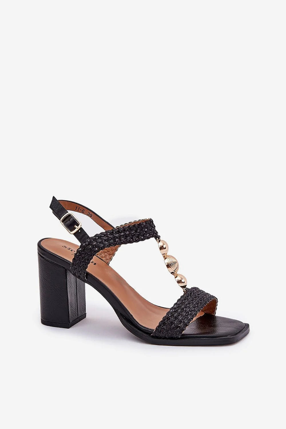 Sandales à talons block dorées pour femmes, design élégant, cuir artificiel, occasion spéciale, été, confort
