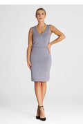 Robe de soirée élégante fourreau encolure V couleur grise taille ajustable femme polyester 100 % XS S M L
