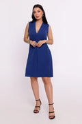 Robe de jour Be Wear sans manches bleu royal V profond tissu fluide confortable élégance femme polyvalente