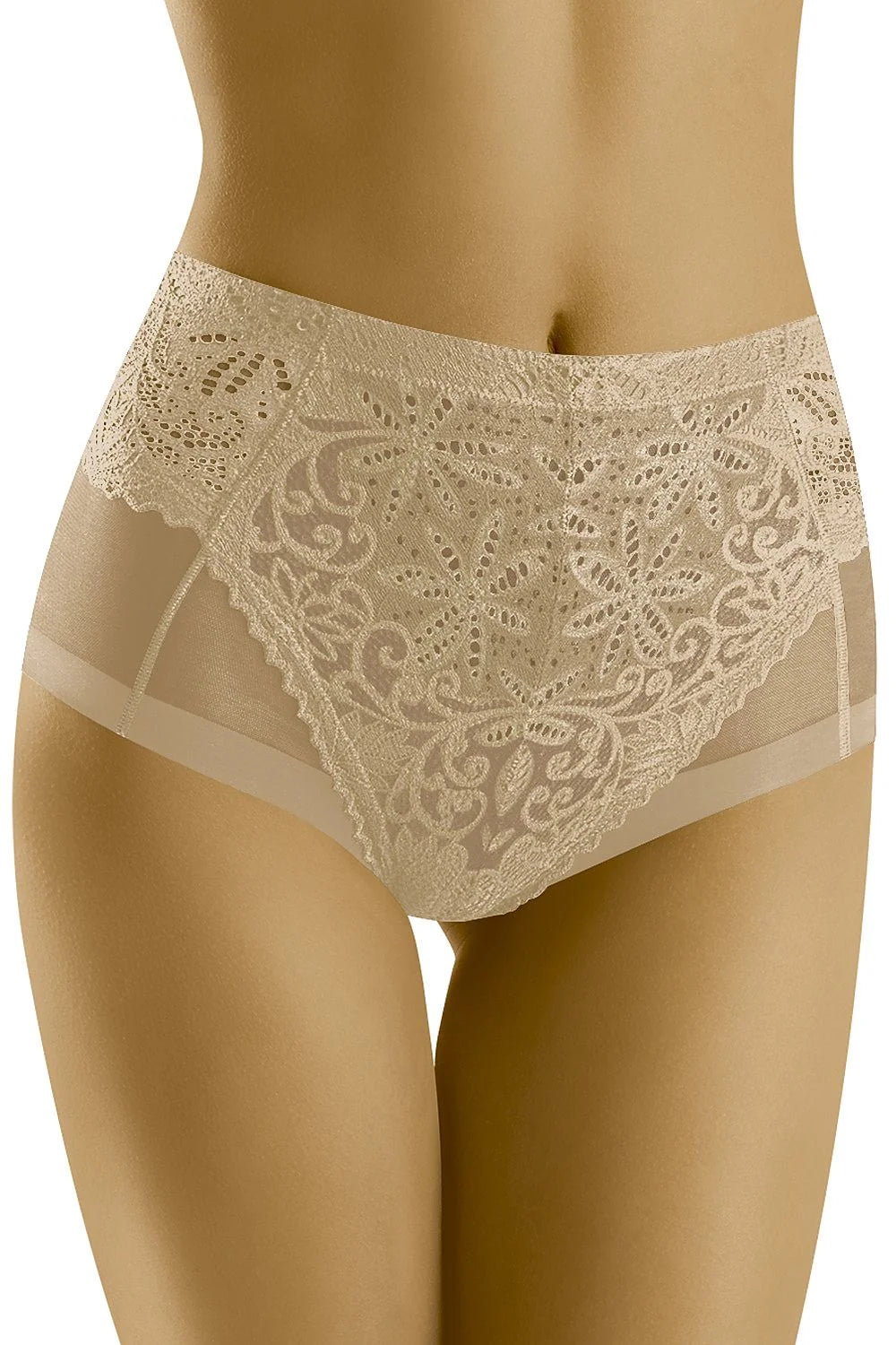 culotte taille haute dentelle noire florale tulle transparent maintien couvrante stretch confortable élasthanne polyamide bordure festonnée élégante raffinée