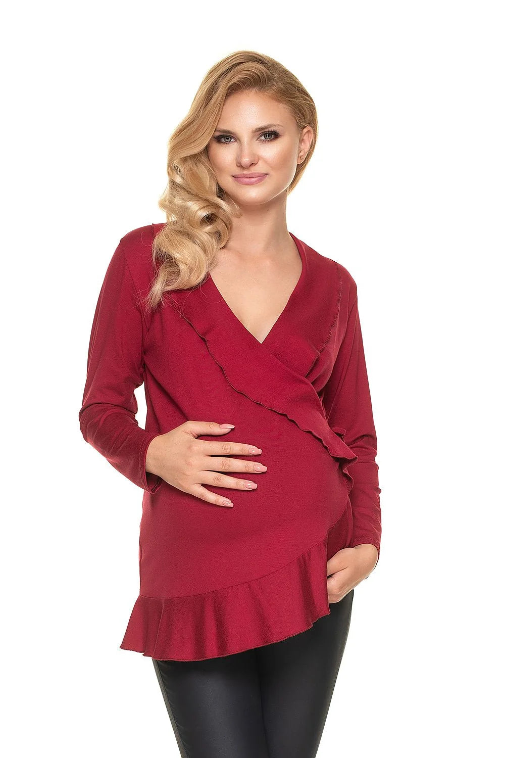 Top Maternité en Coton Noir Élégant et Confortable à Manches Longues pour Future Maman Chic