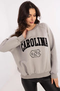 Sweatshirt femme design décontracté coupe ample manches longues col rond coton polyester Carolina logo université casual sport