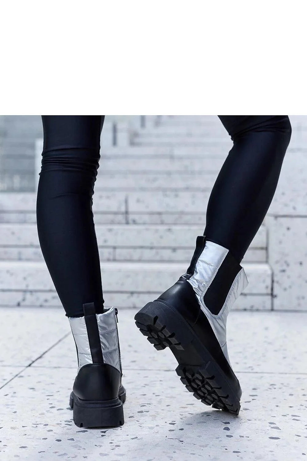 Bottes métalliques pour femmes, design moderne et audacieux, hiver 2023, Urban style, cuisse, élastique, fermeture éclair latérale, semelle caoutchouc, tendance, mode, vêtements, confort