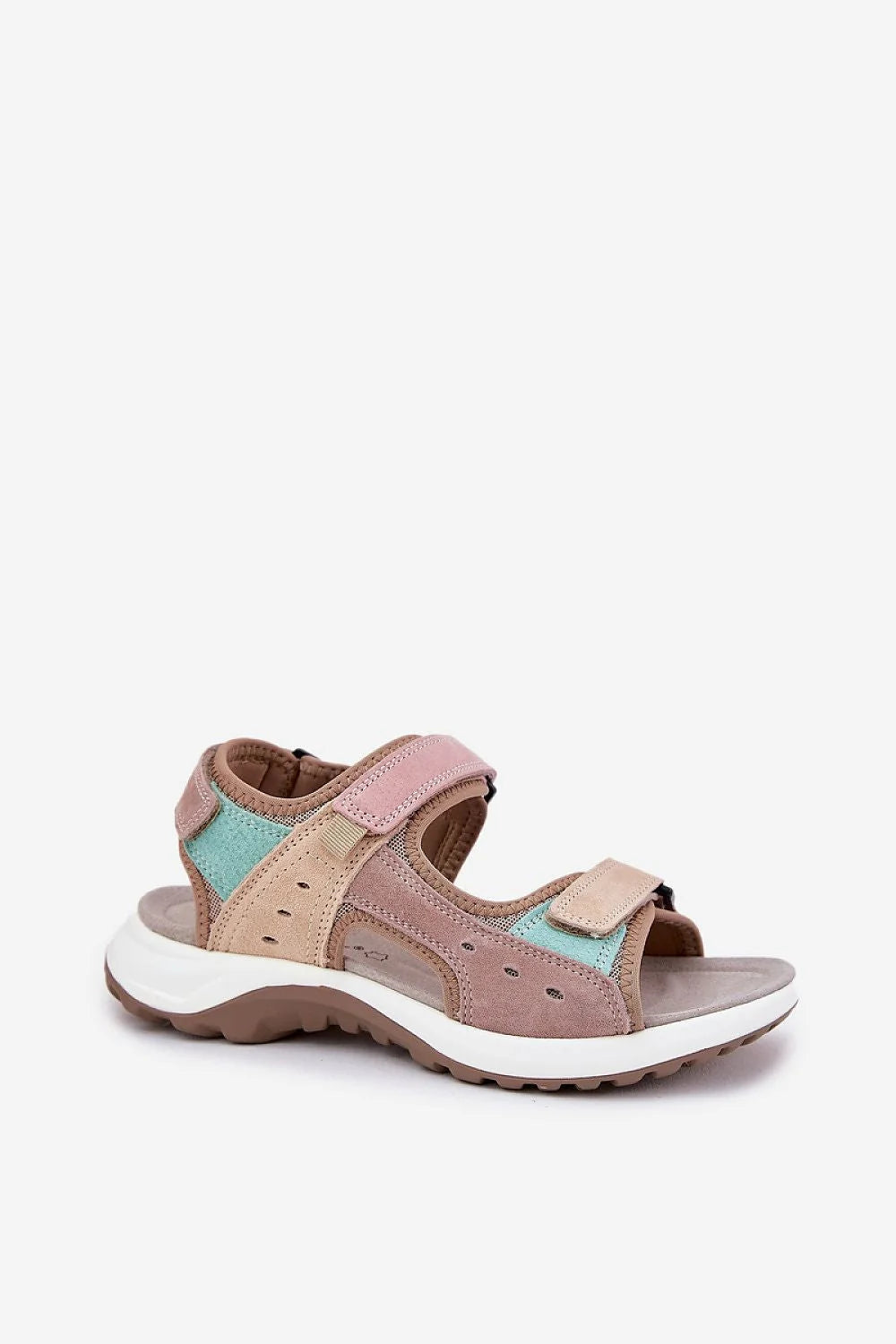 Sandales pour femmes style sportif design contemporain cuir suédé pastel Velcro amorti confort occasions estivales