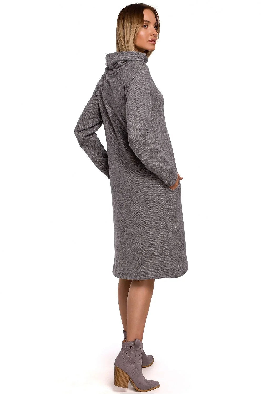 Robe pull en maille coton kaki élégante et confortable manches longues pour femmes modernes décontractées