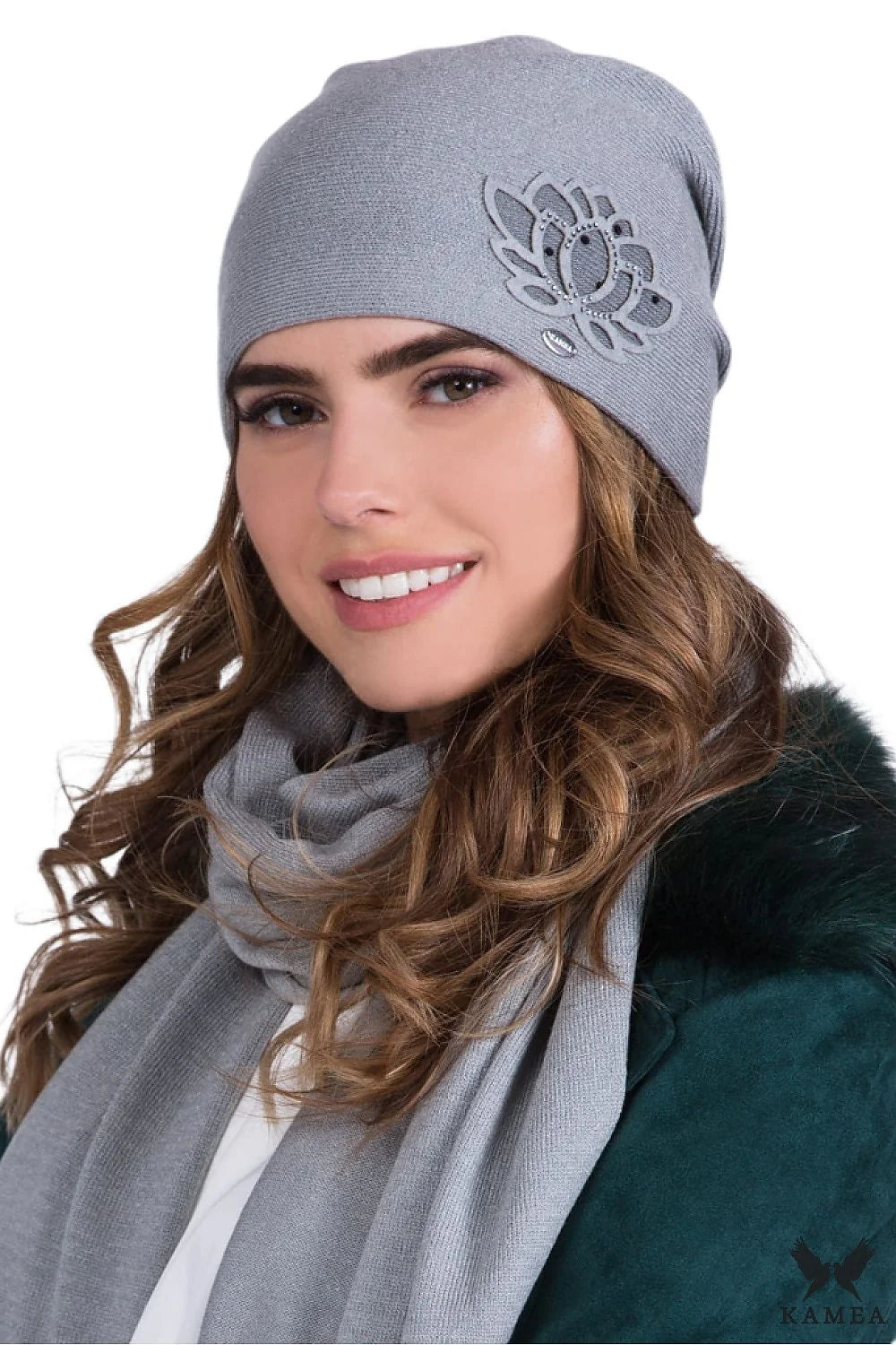Bonnet et écharpe pour femme classique élégant motif floral automne-hiver matériau doux confort ajusté coupe soignée finitions durables