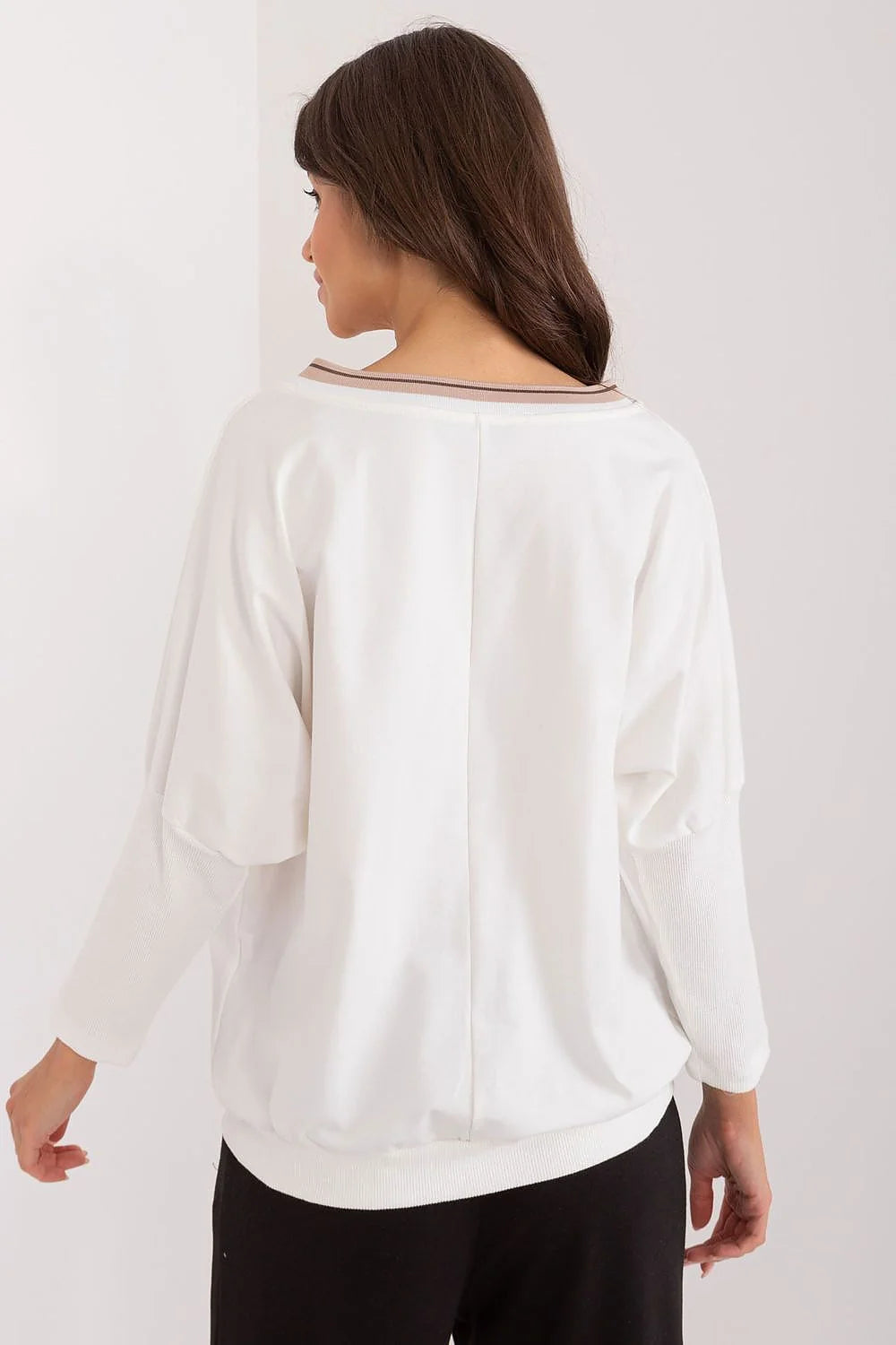 Chemisier Relevance pour femme design moderne éлегant coupe ample manches longues col en V rayures contrastantes coton haute qualité