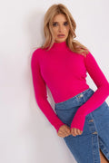 Haut col roulé manches longues viscose nylon polyester coupe ajustée féminine moderne élégant quotidien travail
