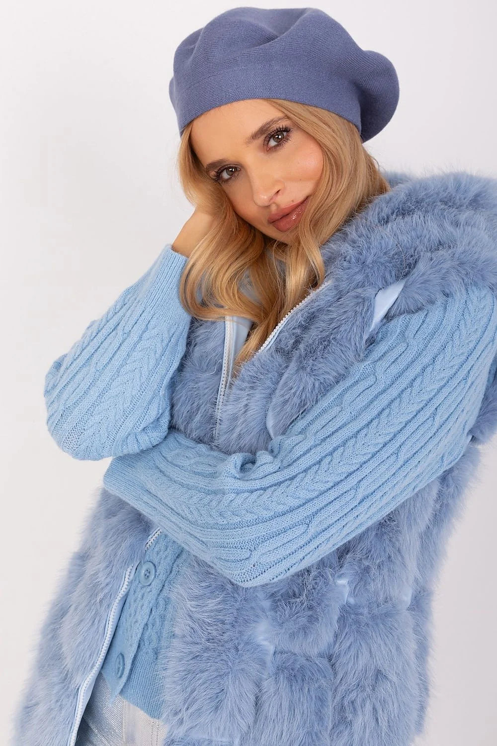 Béret élégant acrylique coton cachemire bleu lavande style français femmes mode intemporelle accessoire chaleur confort