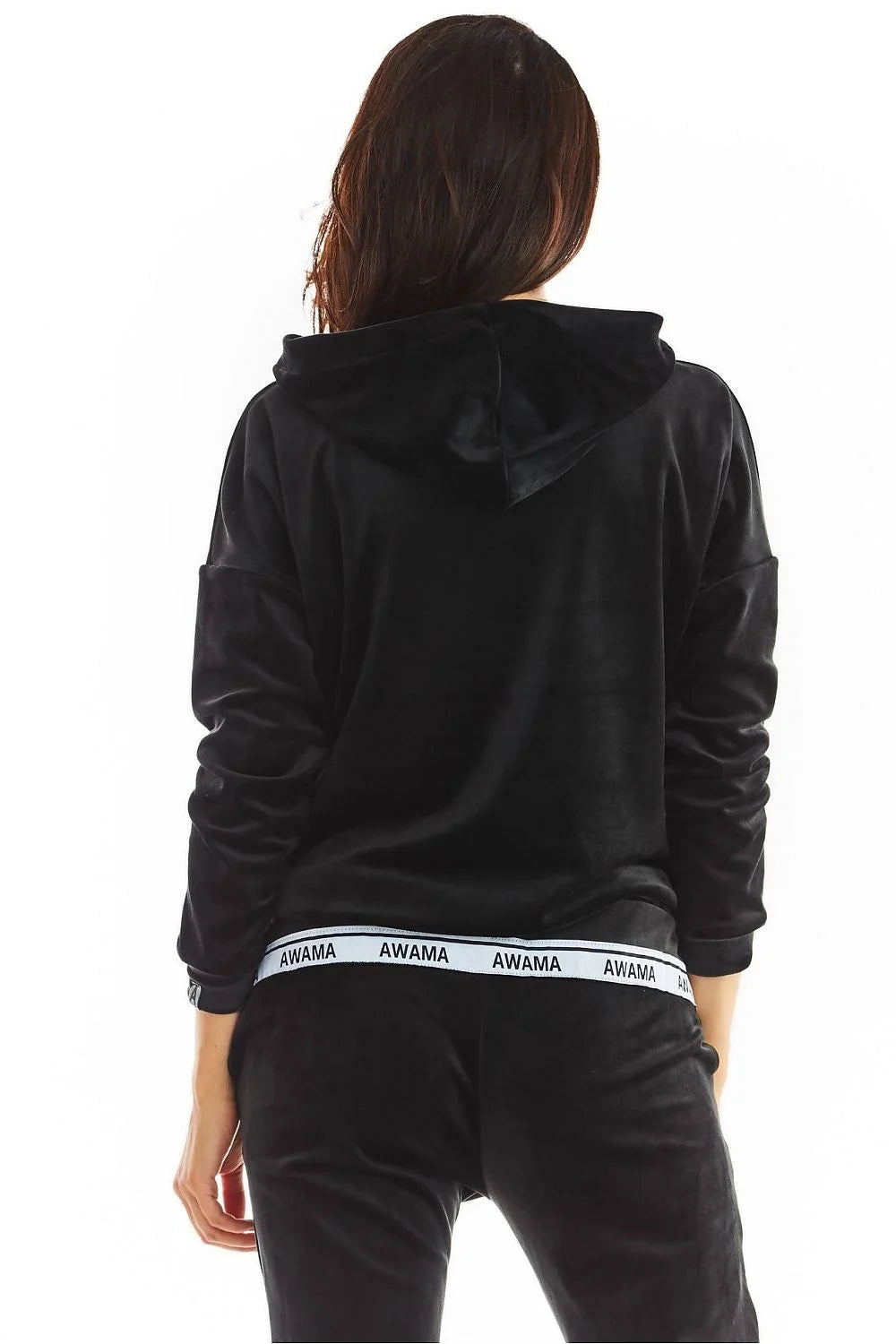 Sweatshirt en velours beige camel loose fit confortable pour femme avec capuche et manches longues