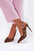 Sandales à talons stiletto élégantes pour femme, motif léopard, cuir artificiel, talon 11 cm, slingback, confortable, soirée, réception, mode