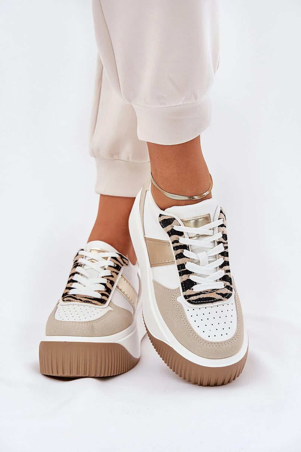 Chaussures de sport élégantes pour femme style tendance cuir artificiel semelle épaisse plateforme 5 cm talon 8 cm