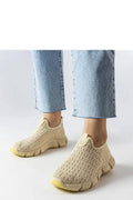 Baskets Solea femme modernes et confortables design maille tricotée couleur beige été sport élégant
