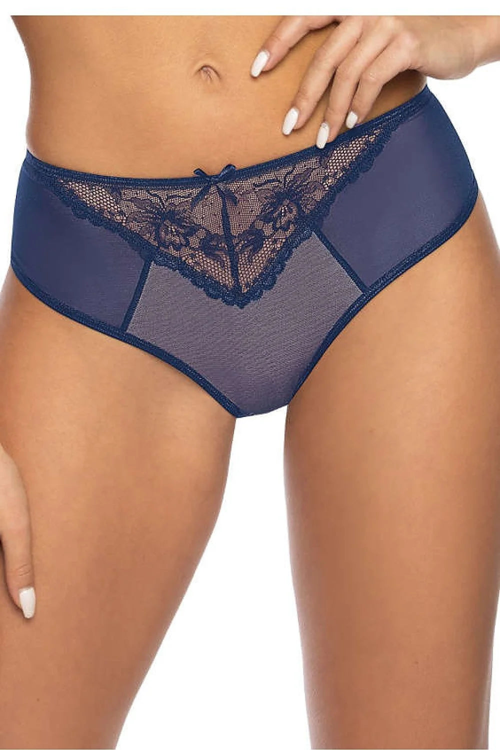 Culotte féminine dentelle maille bleu marine beige高 waist ajustable femmes lingerie élégante sexy intime