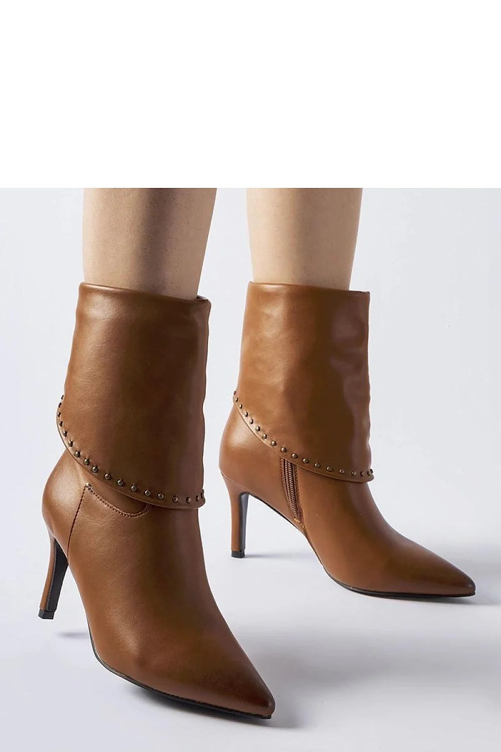 Bottines pour femmes talons aiguilles cuir lisse brun caramel élégance moderne occasionnels formelles décontractées