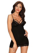 Nuisette Dentelle Noire Sexy Élégante Coupe Ajustée Bretelles Fines Pour Femmes Occasions Spéciales