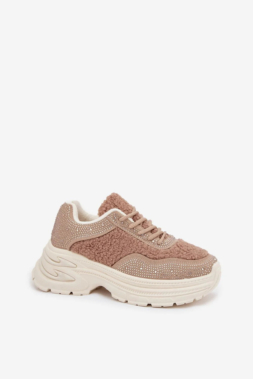 baskets femmes plateforme massive cuir suédé écologique fourrure mouton zircons lacées ajustement parfait doublure polaire chaleur semelle intérieure amortissante