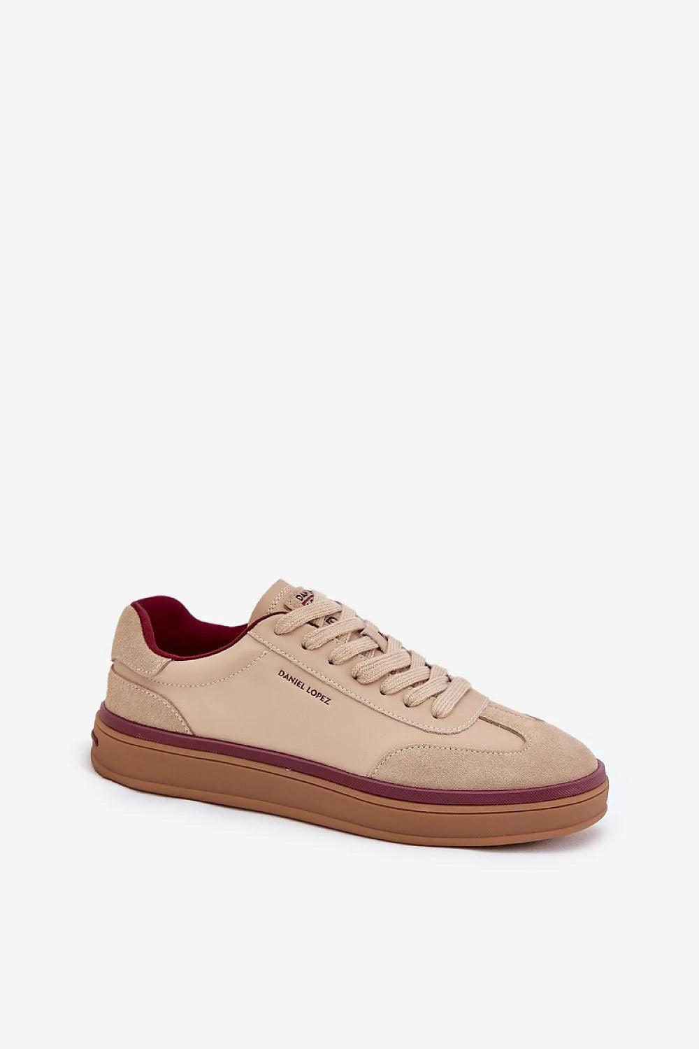 Chaussures de sport féminines en cuir et daim style casual chic couleur beige bordeaux confort maximal design moderne