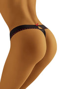 Culotte string Wolbar élégante sexy noir rouge élasthanne nylon femme coupe basse ajustée