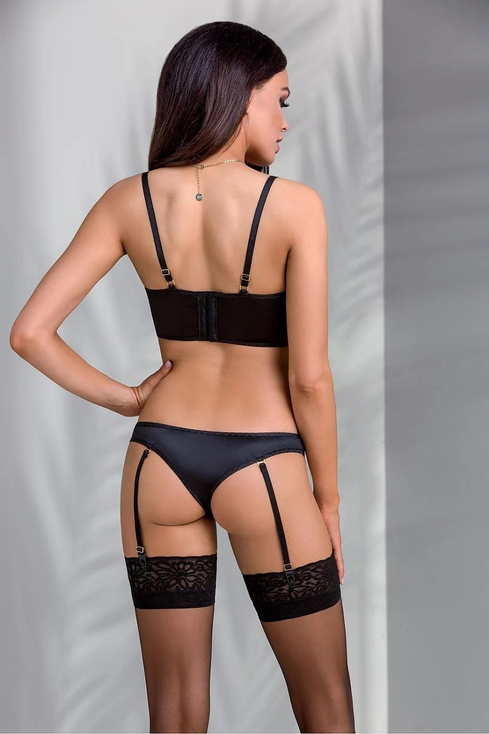 Ensemble sexy Casmir en satin et dentelle noire, taille ajustable, lingerie élégante pour femmes, occasion spéciale