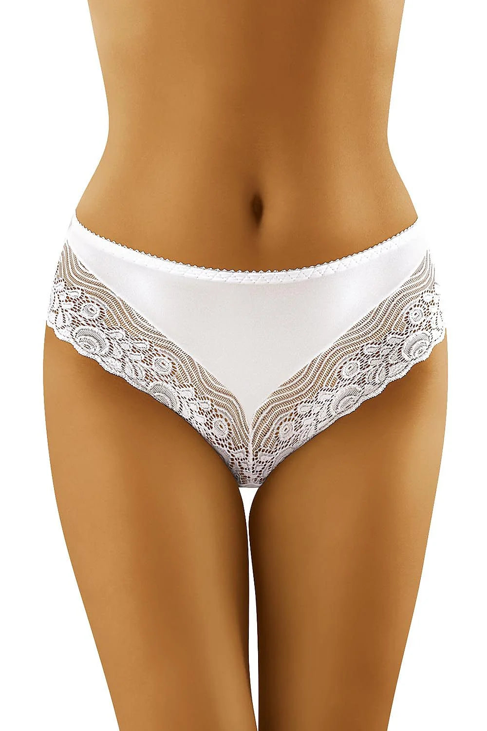 Culotte blanche en dentelle satinée élégante et romantique motifs floraux lingerie féminine raffinée sexy
