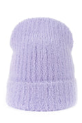 Bonnet en tricot pour femmes style beanie couleur lilas pastel maille côtelée élastique ajustement confortable