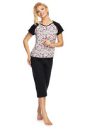 Pyjama coton casual confortable manches courtes motifs cœurs détente yoga nuit femme moderne homewear