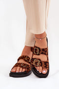 Sandales femme style moderne décontracté imprimé léopard cuir suédé écolo confort 3.5cm plateau été 2023